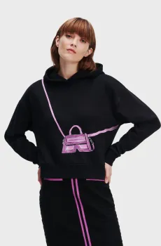 Женское черное худи Черный L Karl Lagerfeld 236W1831