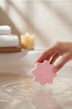 Куля для ванни у формі сніжинки - пастельний рожевий