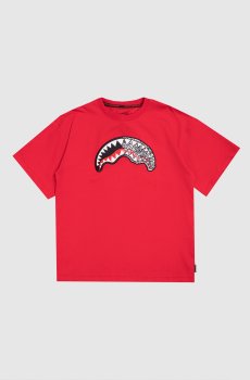 Детская красная футболка Sketch Shark