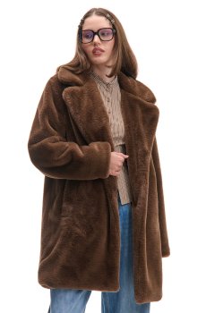 Cropp - Пальто зі штучного хутра - кавовий