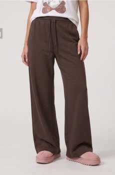 Штани wide leg soft touch з кишенями та домішкою віскози - коричневий