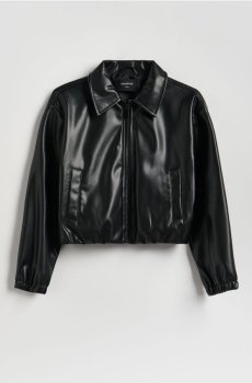 Reserved - Бомбер з екошкіри - чорний - 429HR-99X