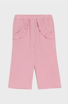 Муслінові штани з декоративною рюшкою - пильно-рожевий