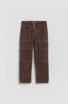 Reserved - Бавовняні штани з прострочками - темно коричневий - 604FM-89X