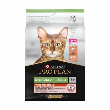 Сухой корм для взрослых стерилизованных кошек Pro Plan Sterilised Adult 1+ Vital Functions с лососем, 3 кг Сухой корм для взрослых стерилизованных кошек Pro Plan Sterilised Adult 1+ Vital Functions с лососем, 3 кг