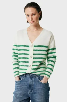 Женский белый шерстяной кардиган в полоску Белый S Mexx JO0981036W
