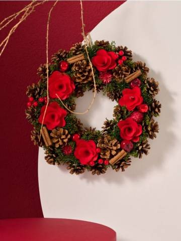 Декоративний вінок - червоний