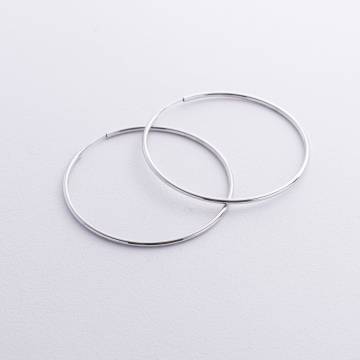 Серьги - кольца в белом золоте (4.8 см) с08772 Серьги - кольца в белом золоте (4.8 см) с08772