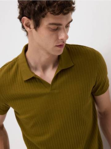 Reserved - Сорочка поло slim - оливковий - 756EC-91X