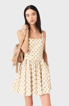 Женское желтое платье с узором Желтый 38 MAJE MFPRO04745_Yellow Small Flowers Print