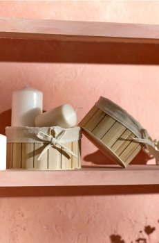Набір бамбукових кошиків із внутрішньою тканиною 2 pack - бежевий