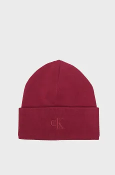 Мужская бордовая шапка FINE RIB BEANIE Бордовый ONESIZE Calvin Klein LV04D8020G