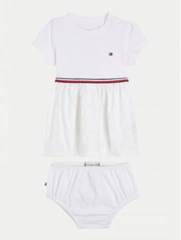 Tommy Hilfiger Літня сукня Broderie KN0KN01801 Білий Regular Fit Tommy Hilfiger Літня сукня Broderie KN0KN01801 Білий Regular Fit