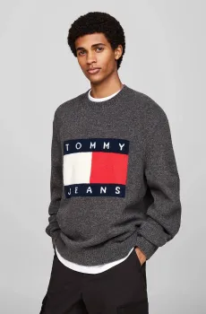 Мужской серый джемпер TJM REG MELANGE FLAG Серый L Tommy Jeans DM0DM19442