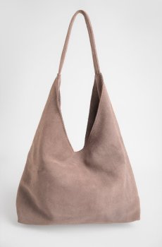 Сумка із натуральної замші у відтінку капучино