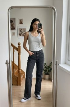 Прямі джинси з низькою посадкою - чорний