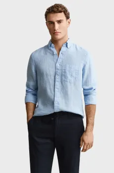 Мужская голубая льняная рубашка GMNT DYED Голубой S Gant 3240120