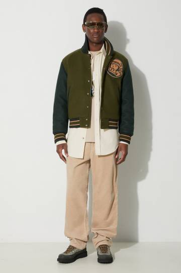 Куртка-бомбер Billionaire Boys Club Astro Varsity мужская цвет зелёный переходная oversize B23402 Куртка-бомбер Billionaire Boys Club Astro Varsity мужская цвет зелёный переходная oversize B23402