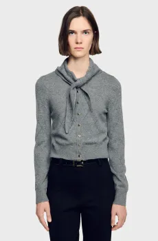 Женский серый шерстяной кардиган Серый M Sandro SFPCA01524_Grey