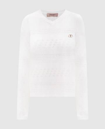 Белый пуловер в рубчик Белый пуловер в рубчик