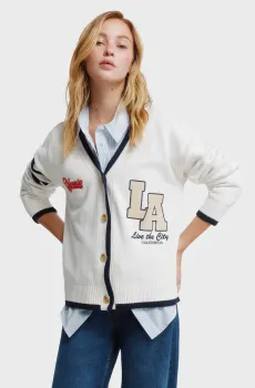 Женский белый кардиган Белый M SPRINGFIELD 1343392