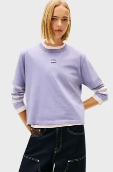 Женская сиреневая футболка BXY BADGE Голубой S Tommy Jeans DW0DW22202