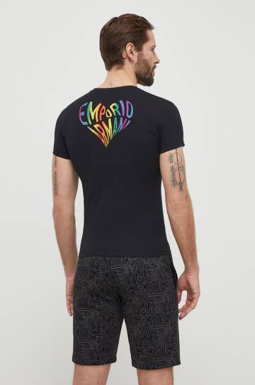 Футболка лаунж Emporio Armani Underwear цвет чёрный с принтом 111035 4R513 Футболка лаунж Emporio Armani Underwear цвет чёрный с принтом 111035 4R513
