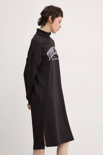 Хлопковое платье Tommy Jeans цвет чёрный mini oversize DW0DW19808 Хлопковое платье Tommy Jeans цвет чёрный mini oversize DW0DW19808