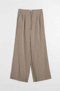 Штани wide leg з добавкою віскози - бежевий