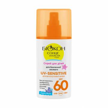 Детский спрей для безопасного загара Біокон UV-Sensitive SPF 60, 90 мл Детский спрей для безопасного загара Біокон UV-Sensitive SPF 60, 90 мл