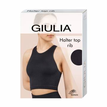 Бесшовный топ женский Giulia Halter Top Rib в рубчик, на широких бретелях, Deep Taupe, размер S/M Бесшовный топ женский Giulia Halter Top Rib в рубчик, на широких бретелях, Deep Taupe, размер S/M