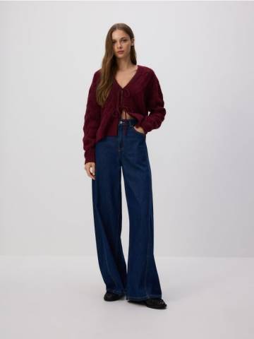 Reserved - Кардиган із зав’язкою - буряковий - XV692-83X