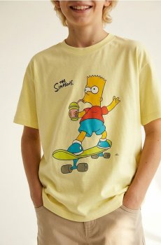 Бавовняна oversize футболка з принтом The Simpsons - жовтий
