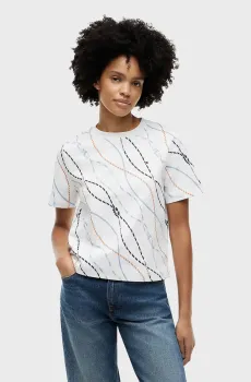 Женская белая футболка с узором BOXY Белый XS Tommy Hilfiger WW0WW49646