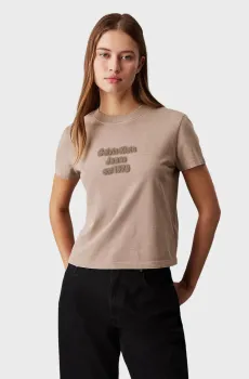 Женская бежевая футболка WASHED PUFF PRINT Бежевый XS Calvin Klein Jeans J20J224988