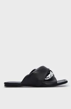 Женские черные кожаные слайдеры Amelia Черный 36 PRPY PRSDS70002W
