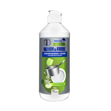 Средство для мытья посуды Wash&Free зеленое яблоко и экстракт эдельвейса, 500 г Средство для мытья посуды Wash&Free зеленое яблоко и экстракт эдельвейса, 500 г