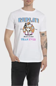 Мужская белая футболка Белый M Replay M6800 .000.2660