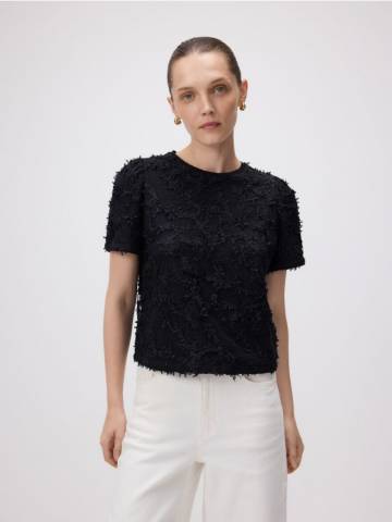 Reserved - Блузка з аплікаціями - чорний - 366FS-99X