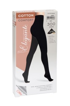 Уценка! Колготы женские хлопковые Elegante Cotton Comfort, 300 DEN, Nero, размер 2