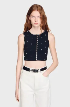 Женский черный топ Черный M Sandro SFPPU02752_Black