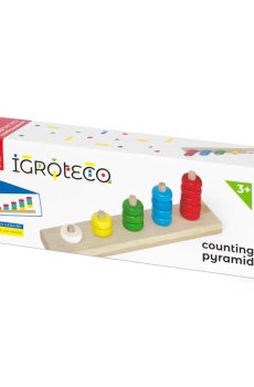 Учебная деревянная игра Igroteco Пирамидка-счетчик, 15 колец, от 3 лет (900439)
