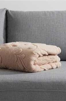 Плед з рослинним візерунком - бежевий