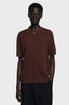 Мужская коричневая рубашка Коричневый XXL Sandro SHPTR00760_Chocolate