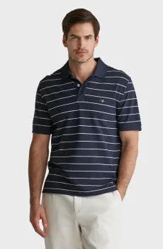 Мужское темно-синее поло в полоску STRIPED Синий XXL Gant 2014026
