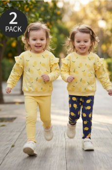 Бавовняні легінси з мотивом лимонів 2 pack - темно-синій