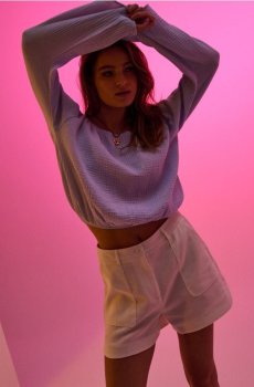 Шорти зі сумішшю льону - кремовий