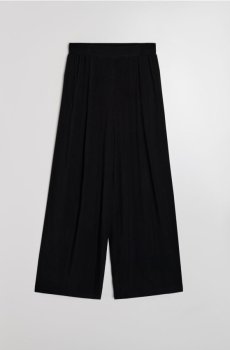Віскозні штани широкого крою - чорний