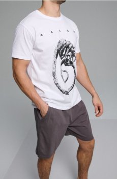 Бавовняна двочастинна піжама з принтом Alien - різнобарвний