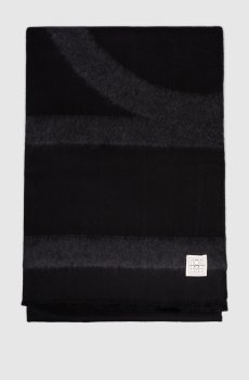 Черный шарф с шерстью альпаки с логотипом